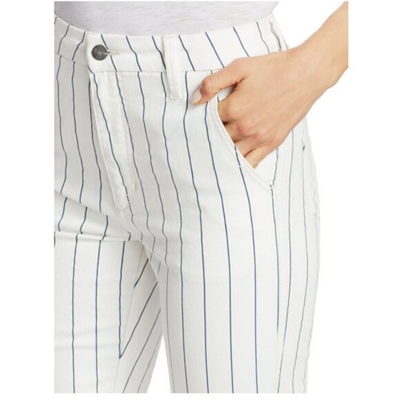 Joe's Jeans The Slim Kick High-Rise Striped Trousers Sz 28 Crop Raw Hem - Picture 4 of 6